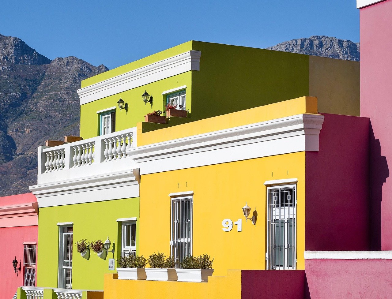 Bo-Kaap colourful houses Cape Town on hillside