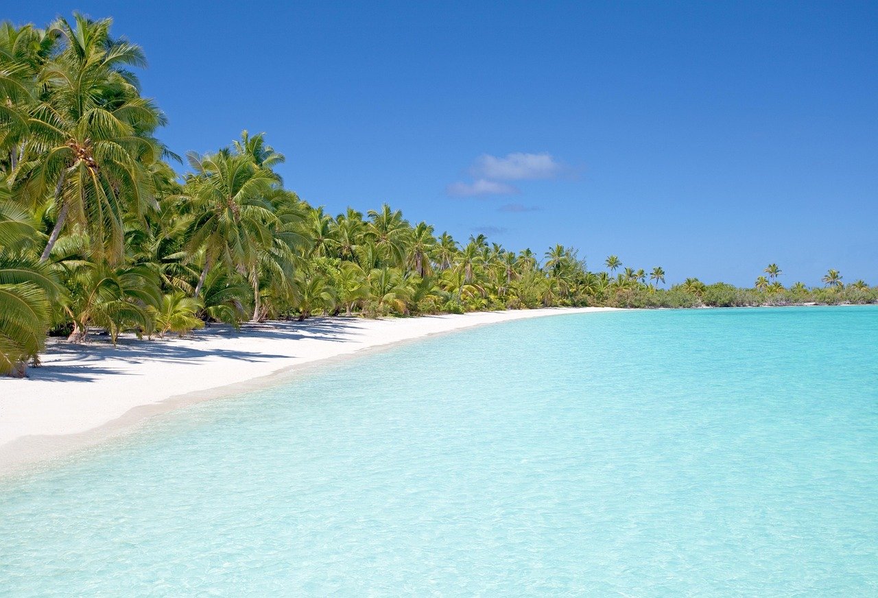 Tropical beach pristine white sand crystal water
