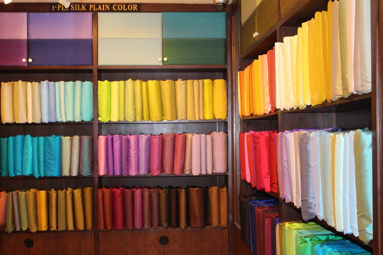 Colorful Thai silk fabric weave textile pattern