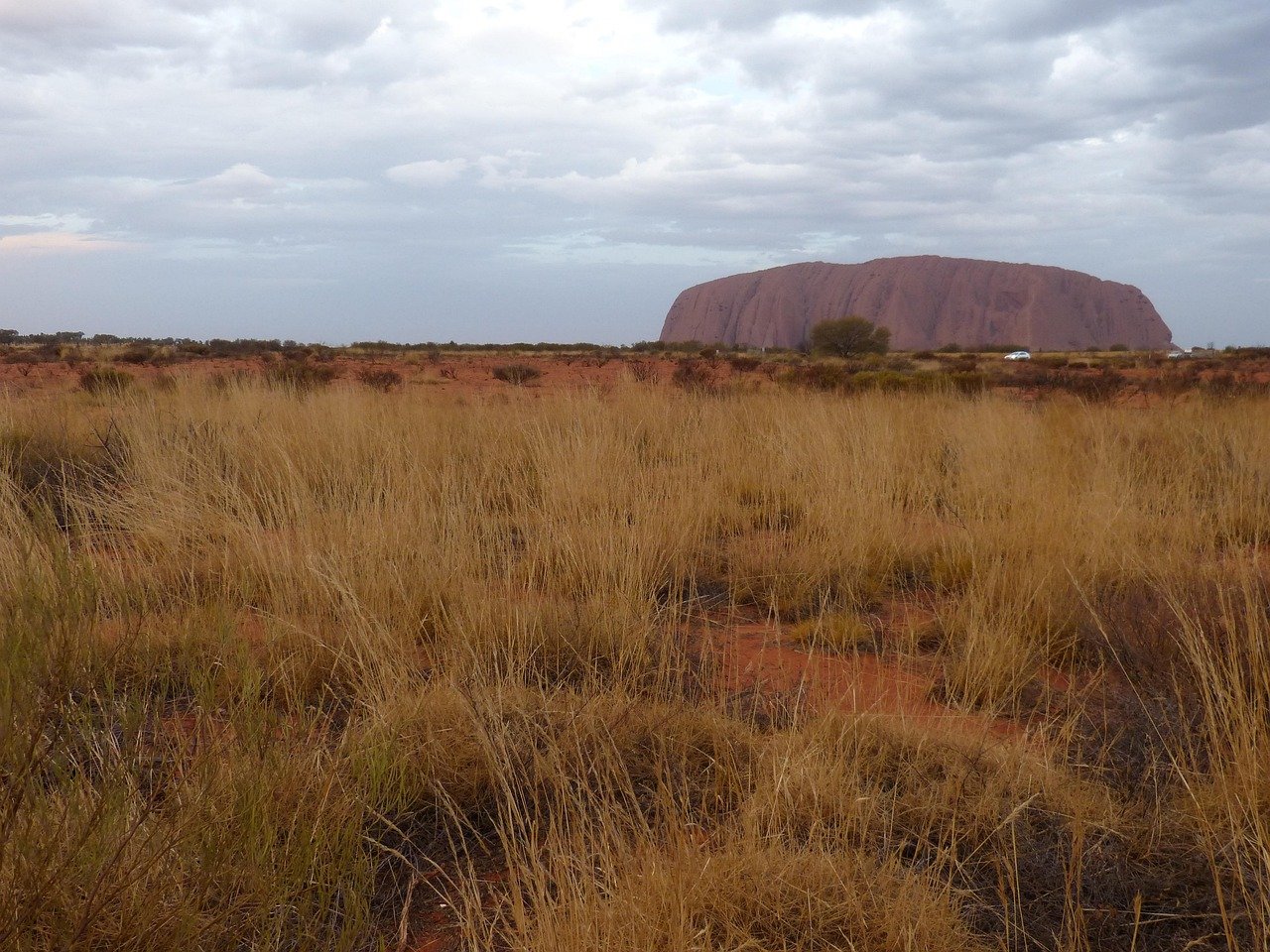 Aboriginal sacred rock formation in the Australian outback desert