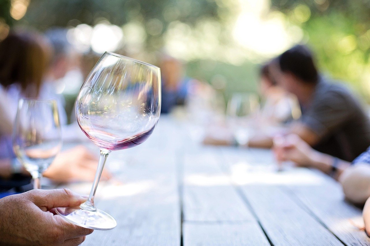 Wine tasting glass at Soljans Estate Kumeu winery