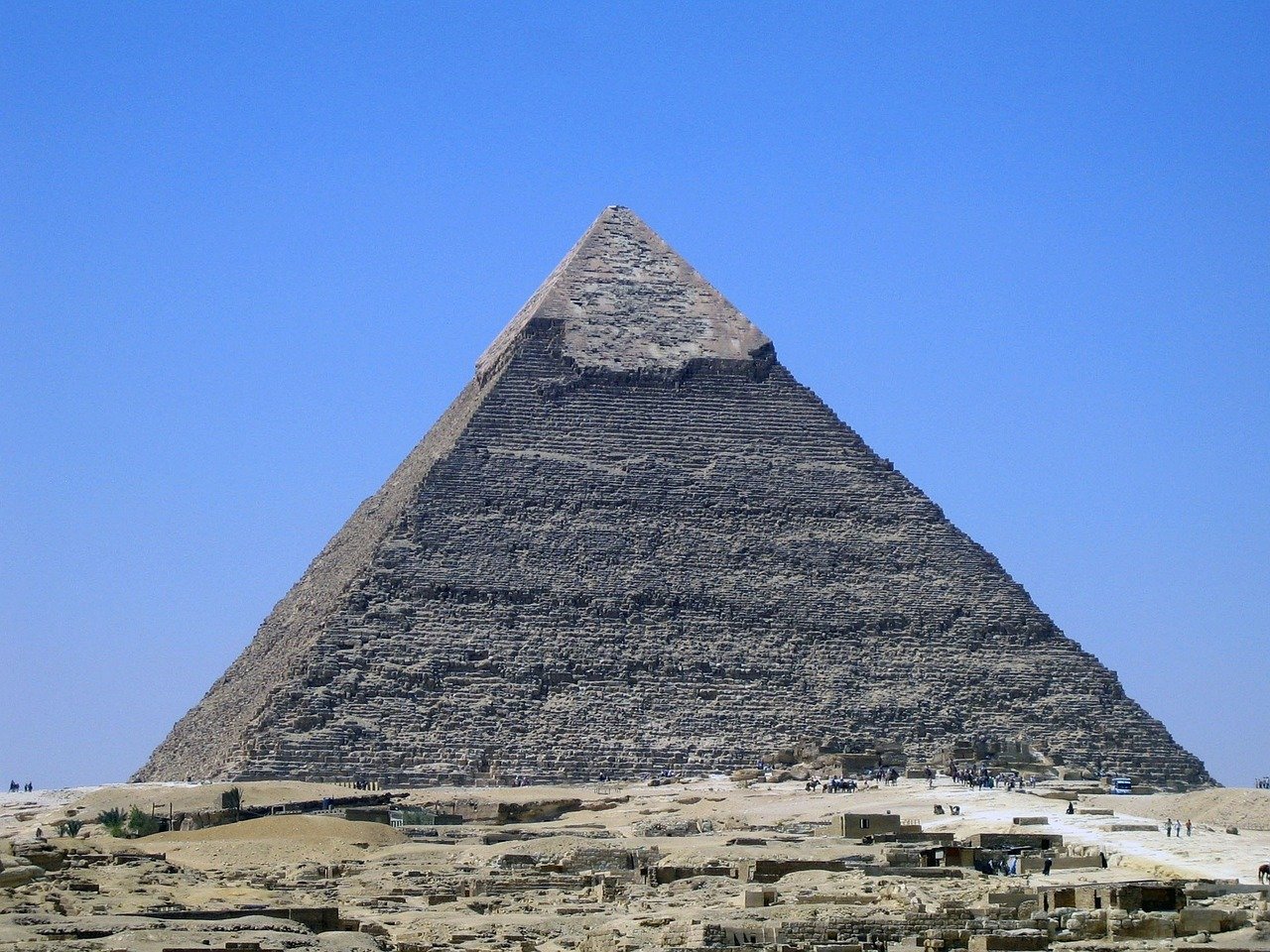 Pyramid of Khafre Cheops Giza ancient wonder desert blue sky