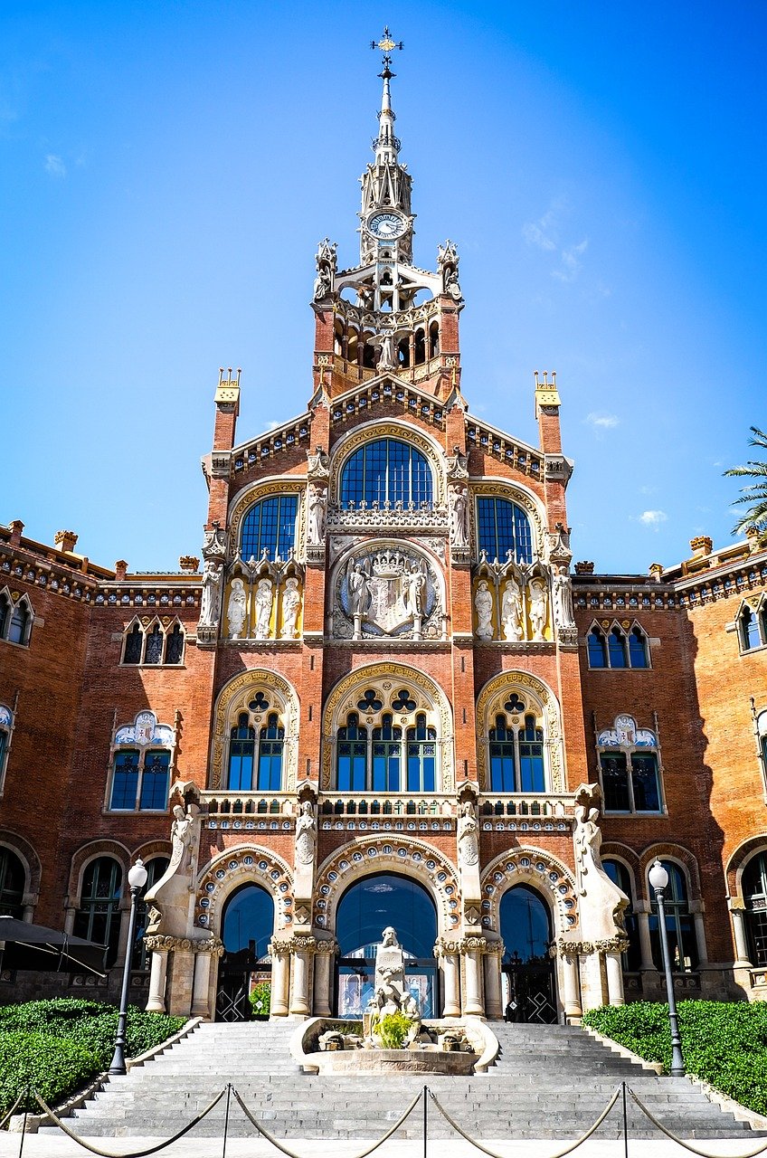 Sant Pau Recinte Modernista Barcelona Art Nouveau pavilions with colorful mosaics