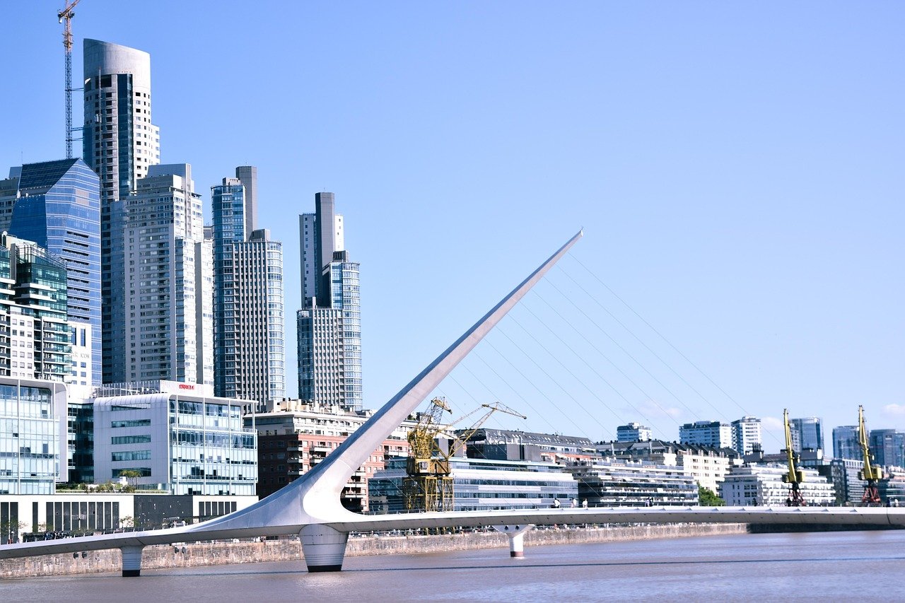 Buenos Aires bridge and cityscape architecture