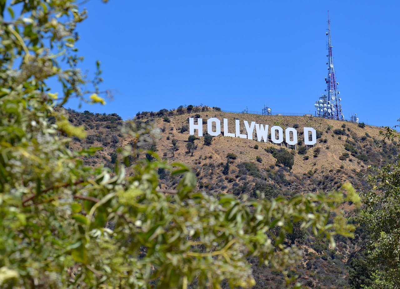 Hollywood Sign on hillside above Los Angeles