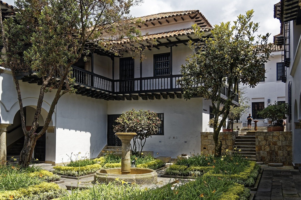 Colonial building with patio courtyard garden Argentina historic