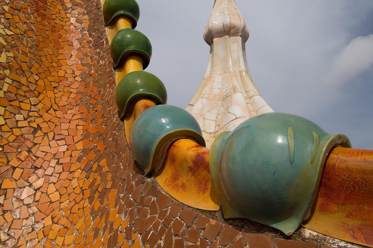 Barcelona Gaudi rooftop architecture chimneys design