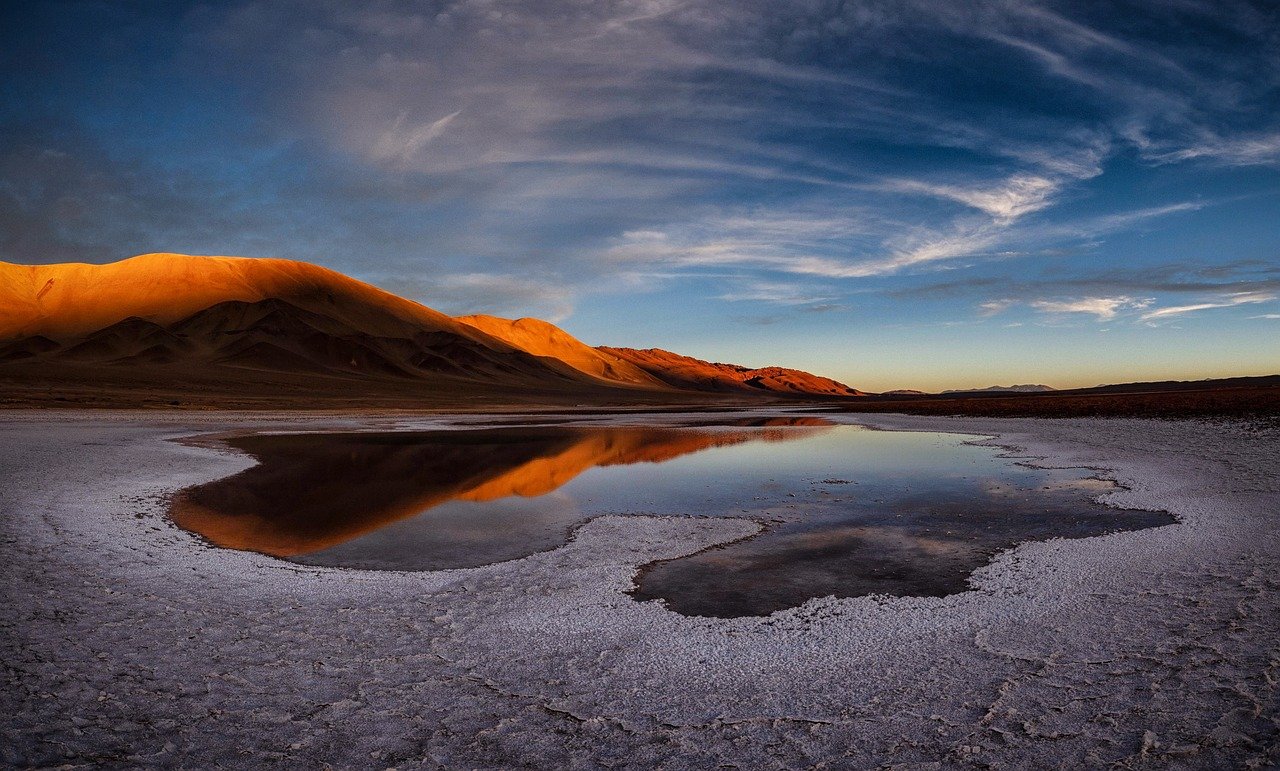 Salt flats white landscape sky reflection
