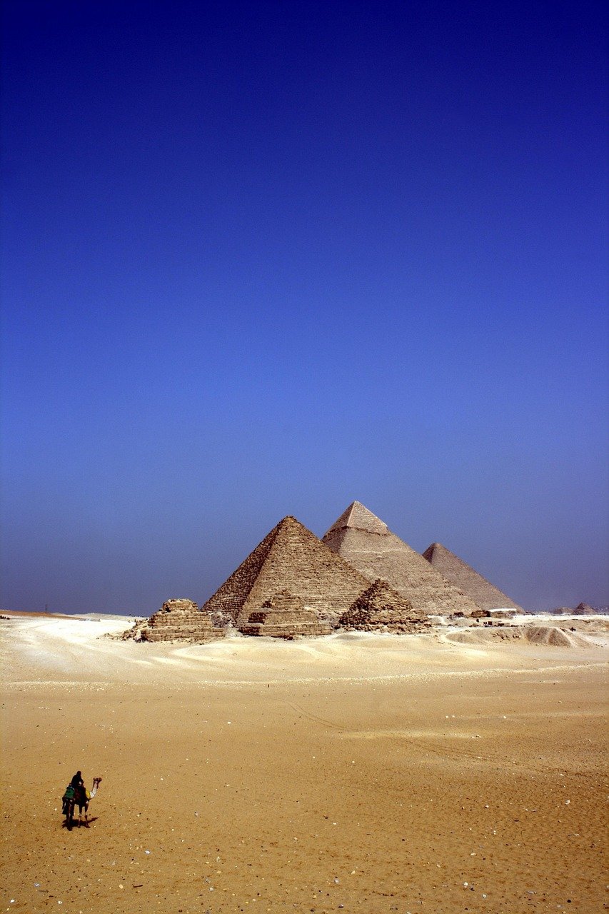 Camel desert pyramids Egypt landscape open sky