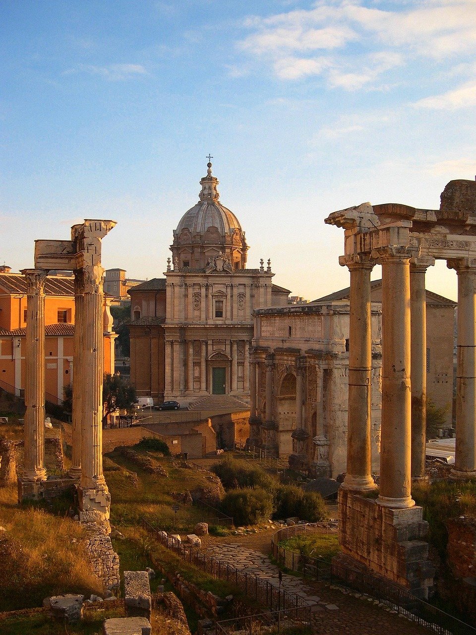 Ancient Roman Forum columns and ruins