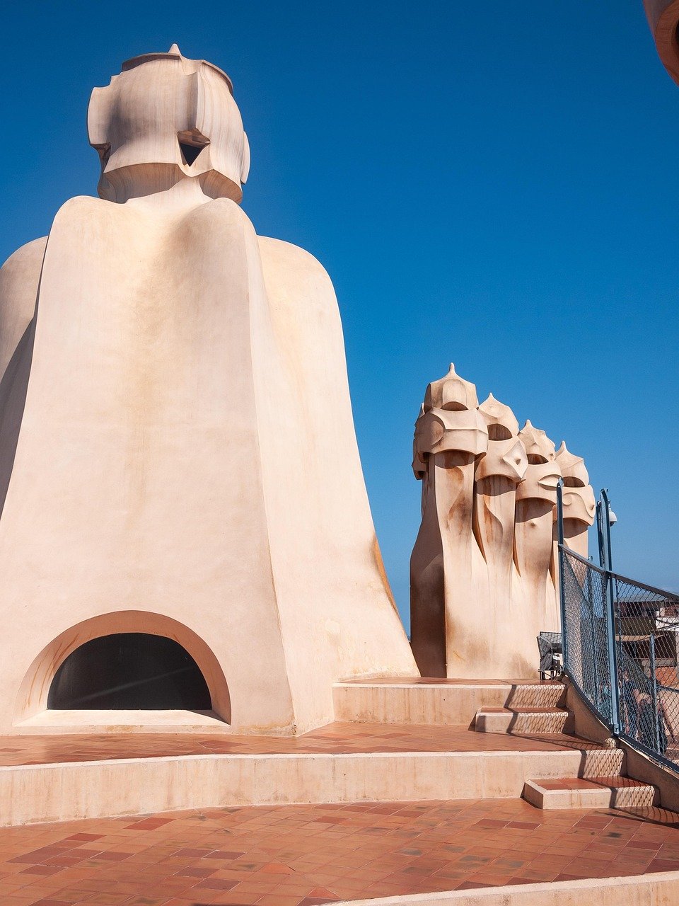 La Pedrera Casa Mila Gaudi rooftop Barcelona chimneys architecture