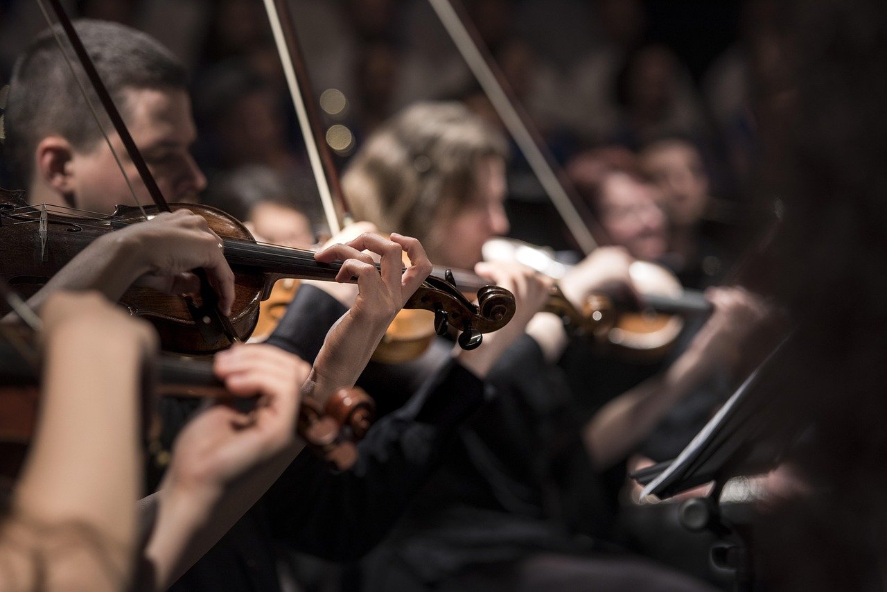 Classical music performance stage grand hall