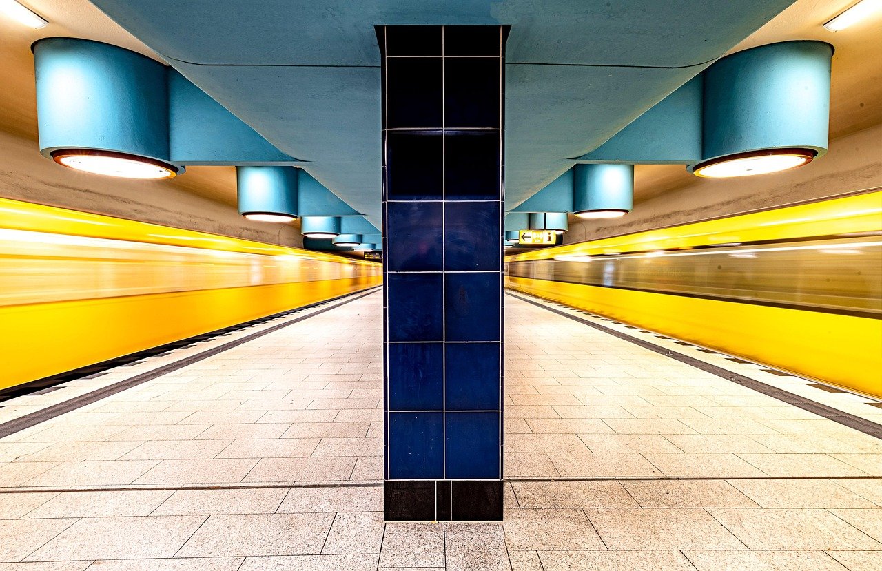 Berlin metro train platform underground station architecture