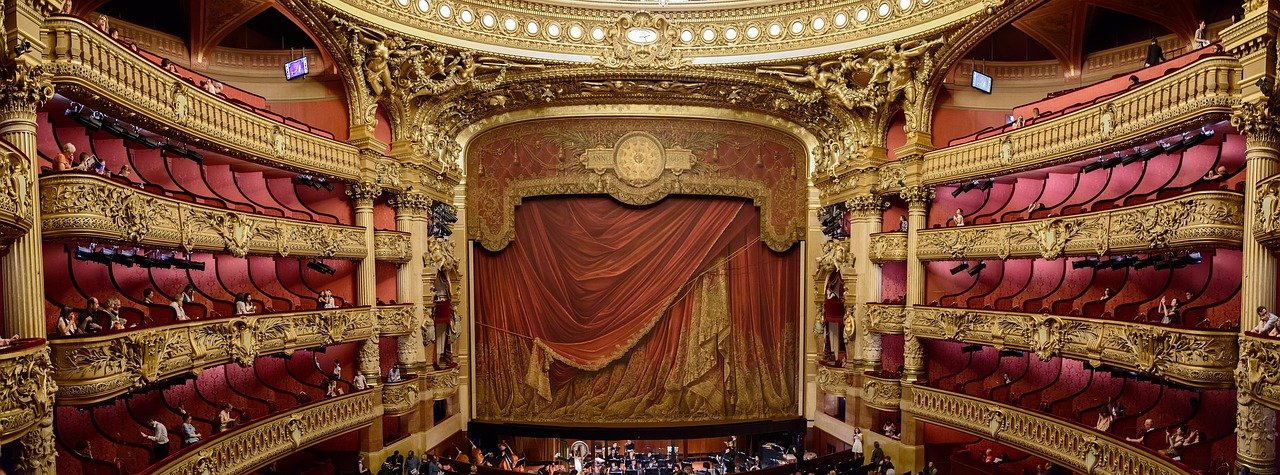grand opera house stage red curtain classical theatre performance