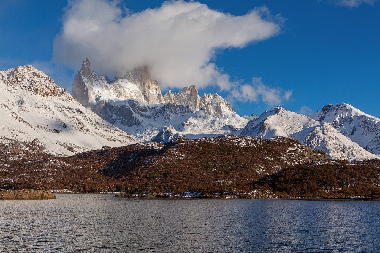 Fitz Roy spires rising above Patagonian lenga beech forest