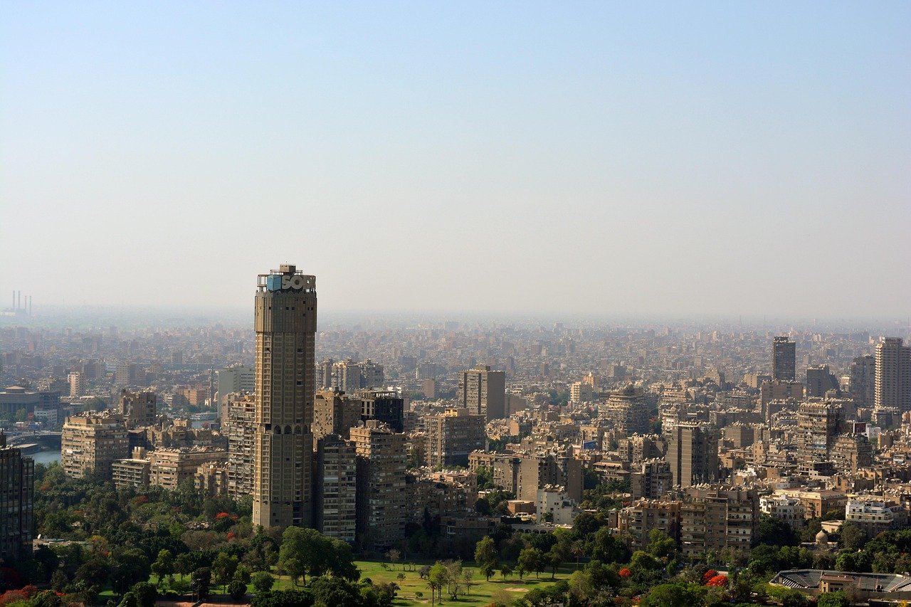 Cairo Egypt city skyline aerial view historic district
