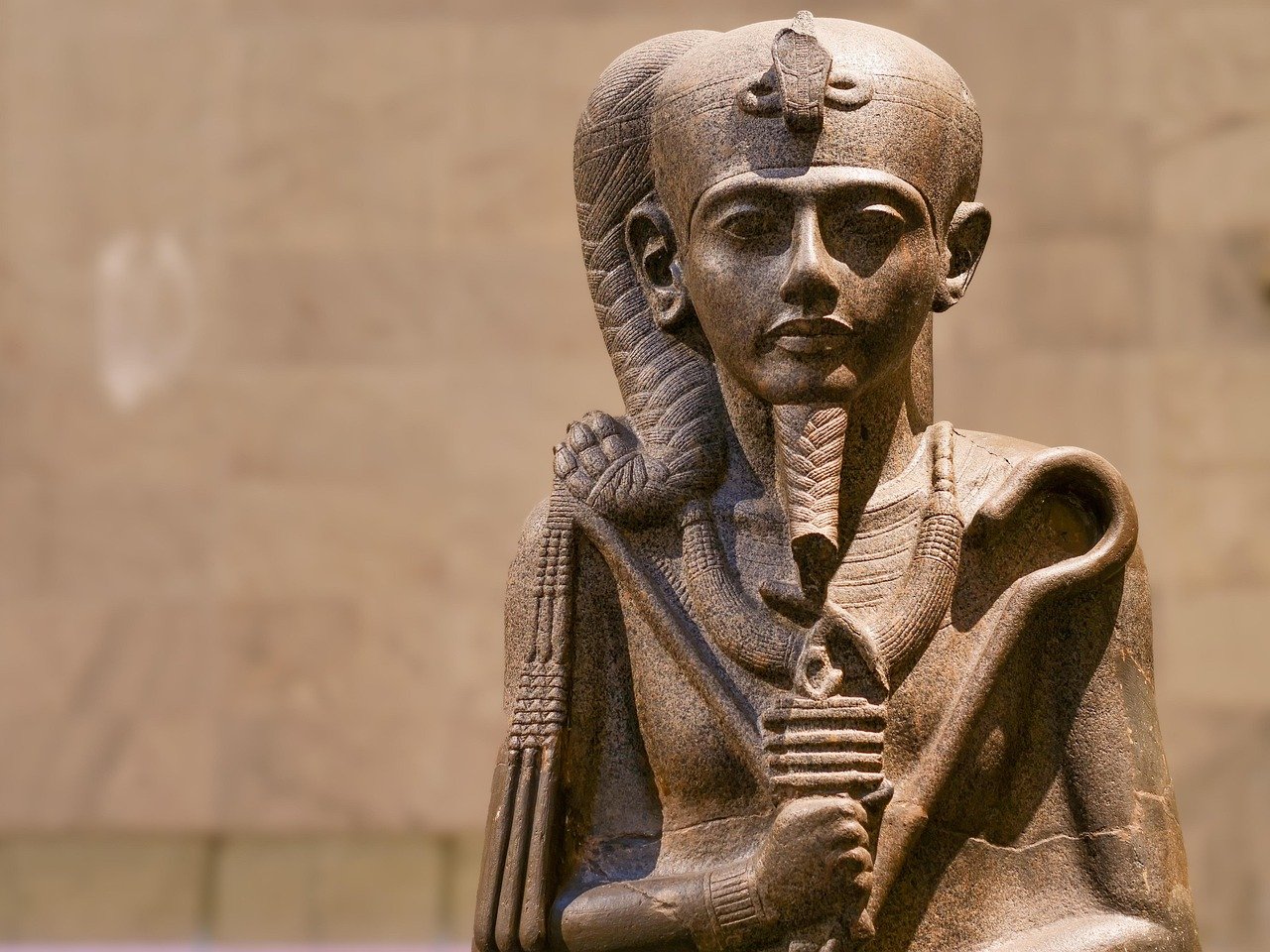Ancient Egyptian deity statue displayed in the NMEC civilization galleries