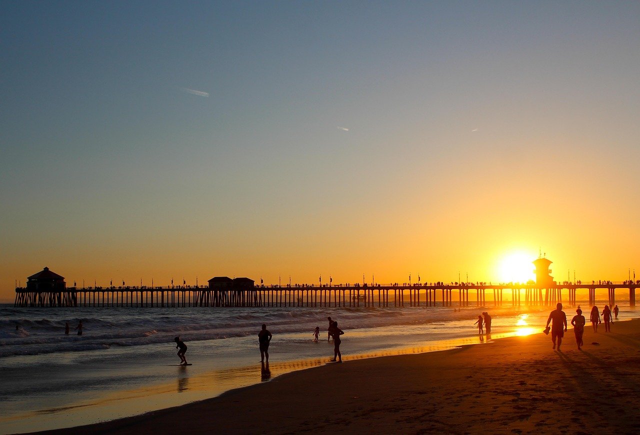 Venice Beach sunset over Pacific Ocean