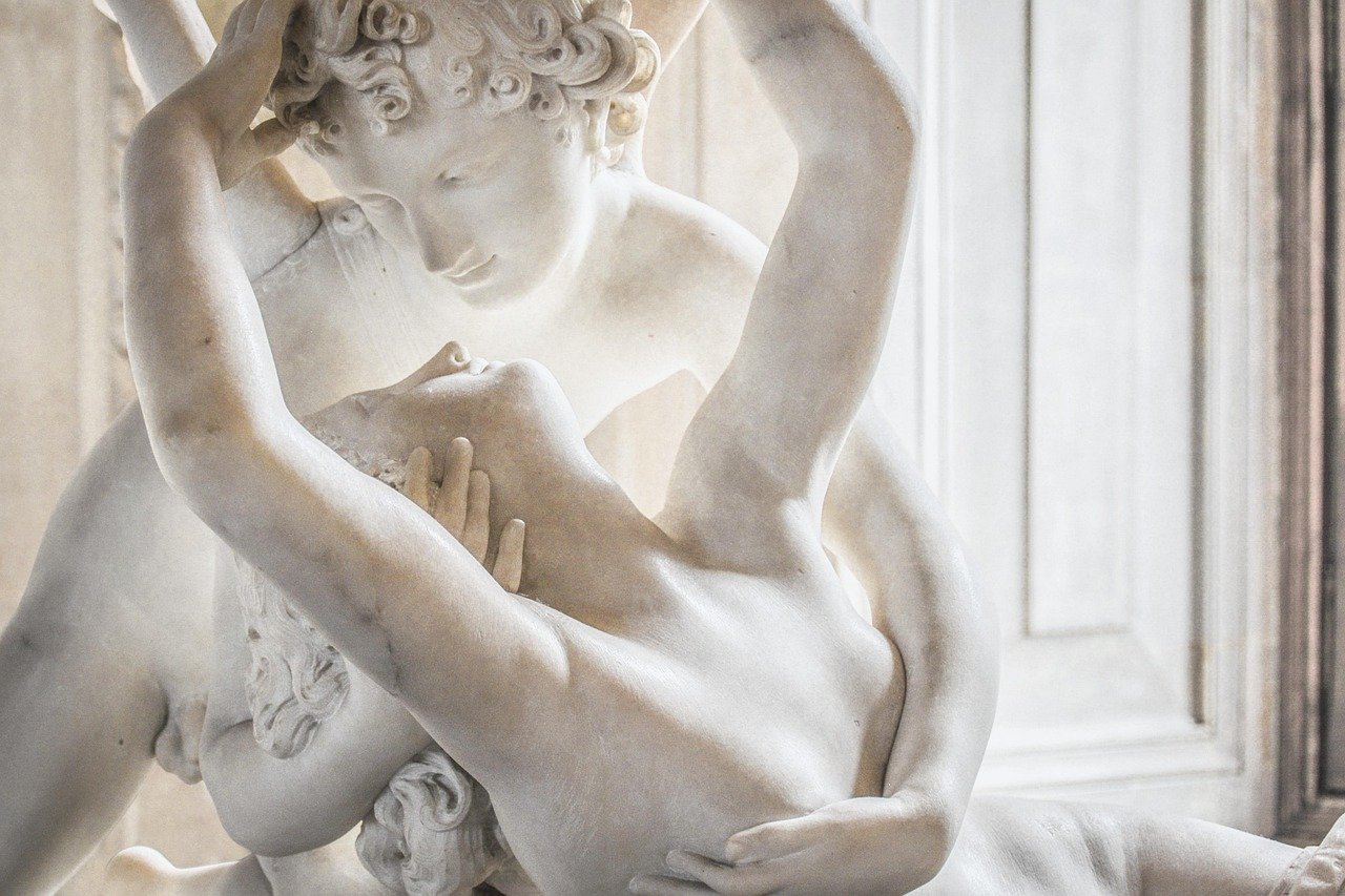 Classical sculpture angel statue ancient art museum display fine arts