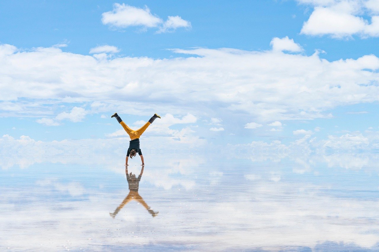 Salt lake mirror reflection sky landscape