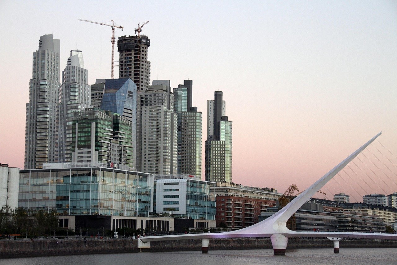 Puerto Madero waterfront district Buenos Aires at sunset