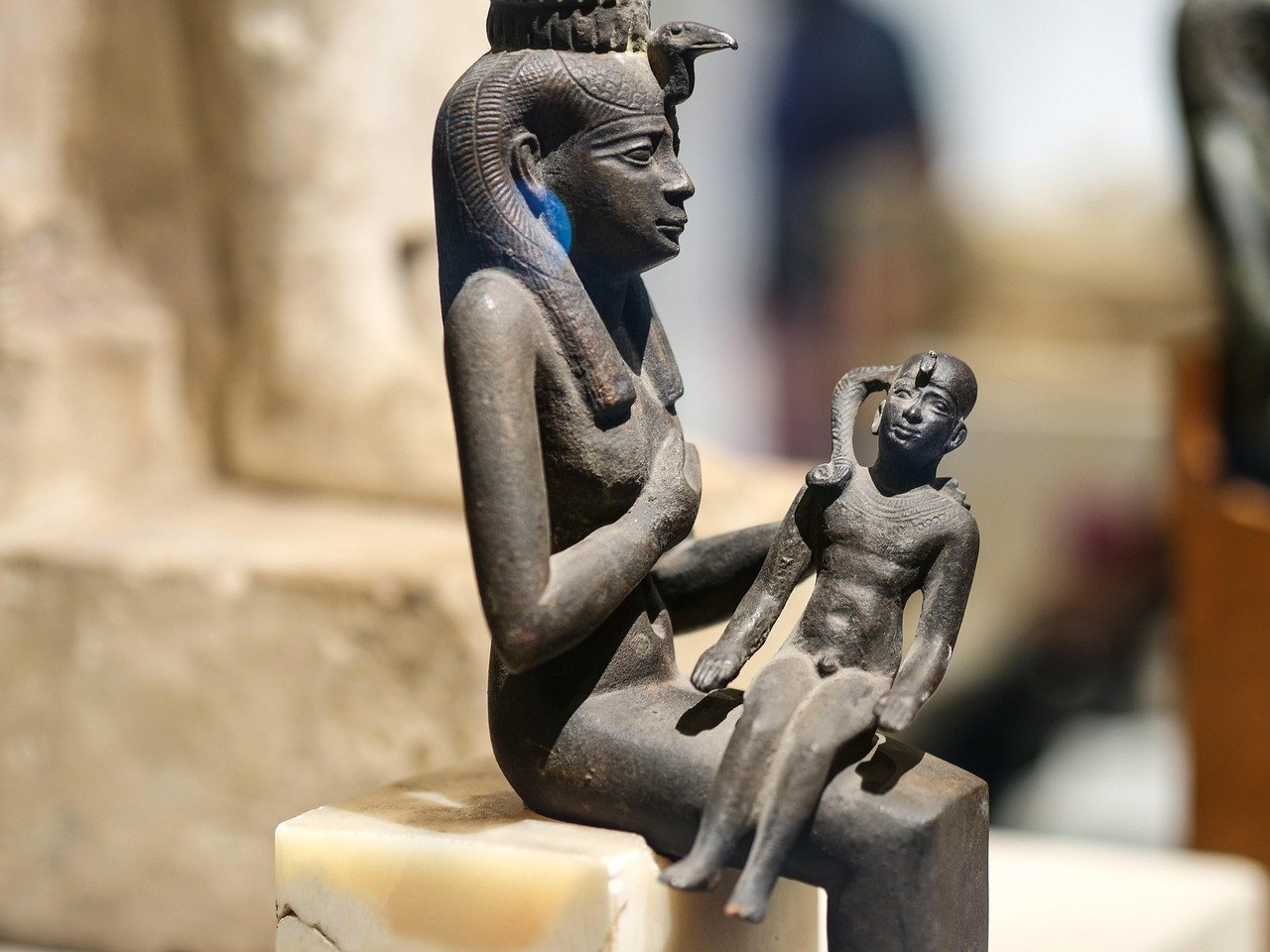 Ancient Egyptian goddess Isis bronze statue museum artifact