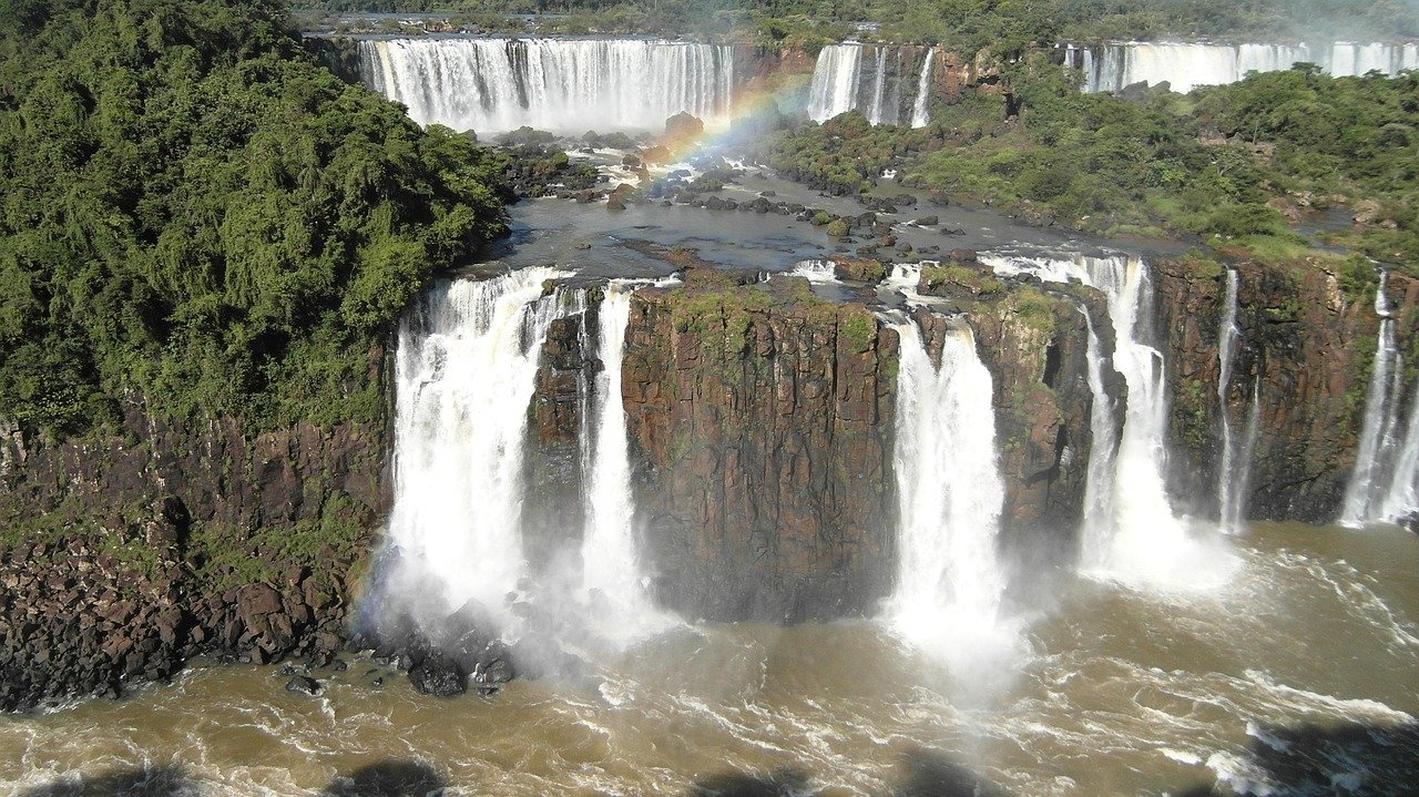 Foz do Iguacu waterfall rainbow spray Brazil Argentina border