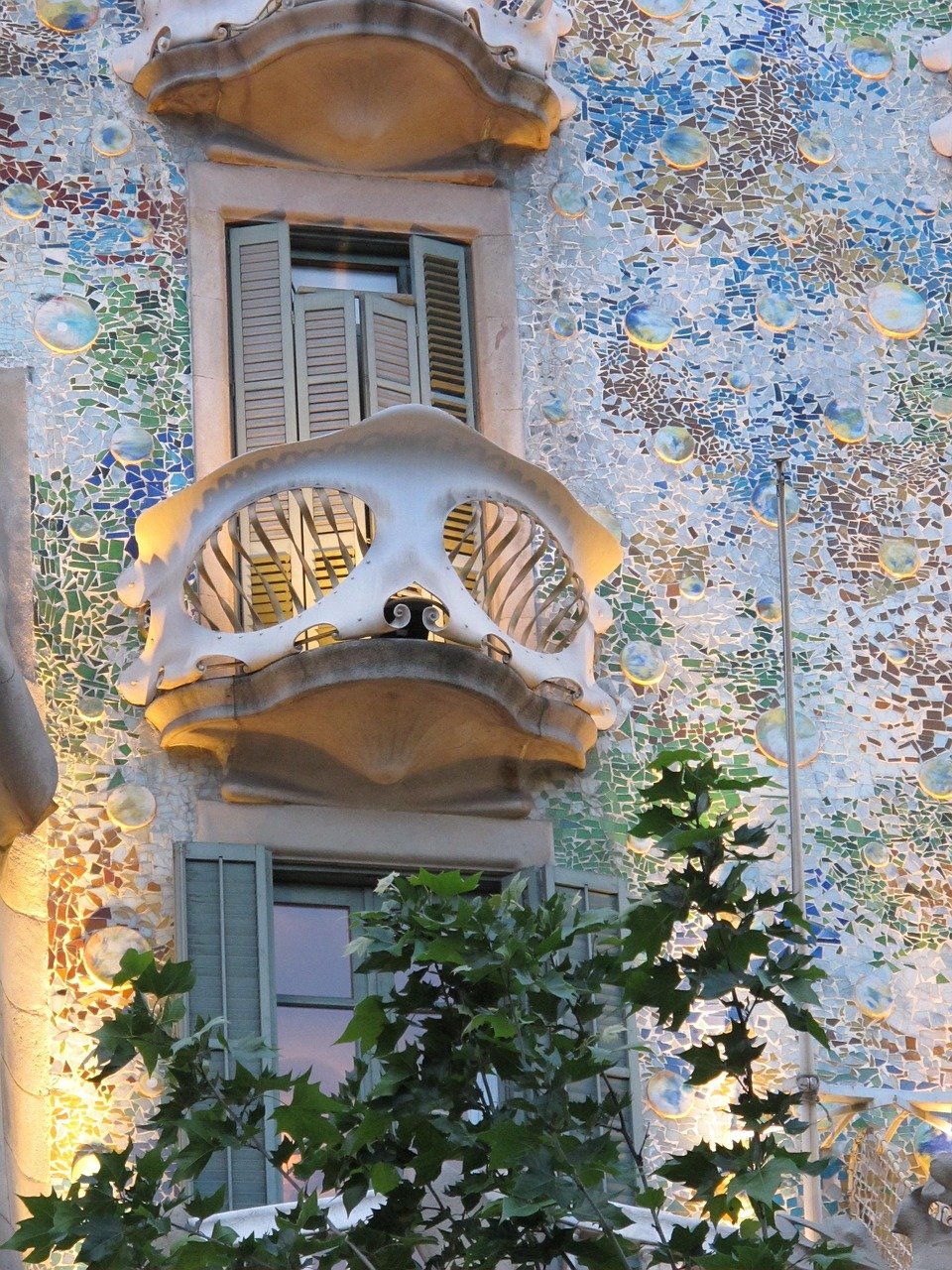 Art Nouveau architecture colorful mosaic dome Barcelona modernisme